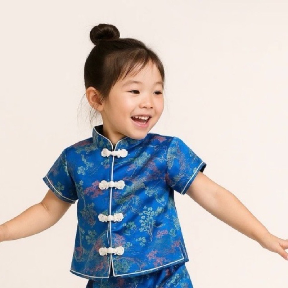 Blue Floral Kids Blouse
